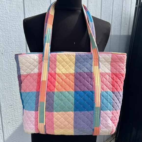 Vera Bradley Tropics Plaid Candy Colors Small Tote & Cosmetic Bag (3A- DM) - Picture 4 of 11